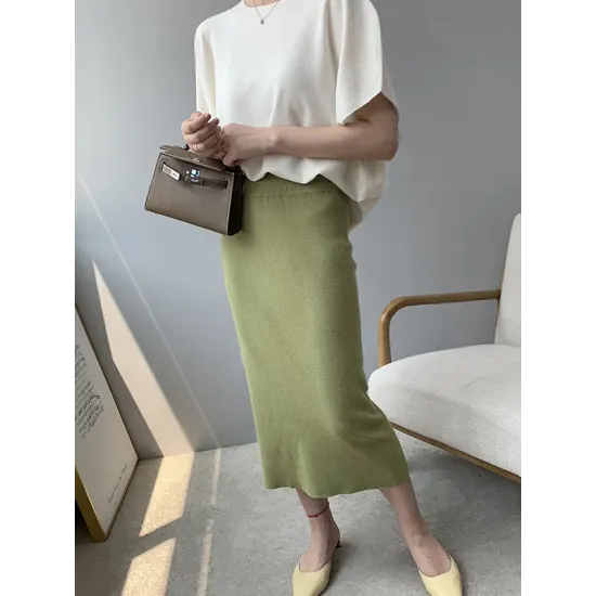 Solid Color Half Sleeves Loose Off-The-Shoulder Sweater Tops Pullovers Knitwear Solid Color Half Sleeves Loose Off-The-Shoulder Sweater Tops Pullovers Knitwear