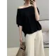 Solid Color Half Sleeves Loose Off-The-Shoulder Sweater Tops Pullovers Knitwear Solid Color Half Sleeves Loose Off-The-Shoulder Sweater Tops Pullovers Knitwear