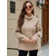 Simple Long Sleeves Loose Jacquard Solid Color High-Neck Sweater Tops Simple Long Sleeves Loose Jacquard Solid Color High-Neck Sweater Tops