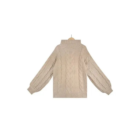Simple Long Sleeves Loose Jacquard Solid Color High-Neck Sweater Tops Simple Long Sleeves Loose Jacquard Solid Color High-Neck Sweater Tops