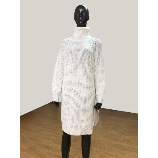 Loose Solid Knitting High-neck Long Sweater Loose Solid Knitting High-neck Long Sweater