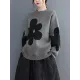 Casual Loose Long Sleeves Contrast Color Jacquard Round-Neck Sweater Tops Casual Loose Long Sleeves Contrast Color Jacquard Round-Neck Sweater Tops