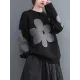 Casual Loose Long Sleeves Contrast Color Jacquard Round-Neck Sweater Tops Casual Loose Long Sleeves Contrast Color Jacquard Round-Neck Sweater Tops