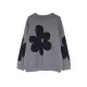 Casual Loose Long Sleeves Contrast Color Jacquard Round-Neck Sweater Tops Casual Loose Long Sleeves Contrast Color Jacquard Round-Neck Sweater Tops