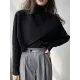 Asymmetric Solid Color Split-Front Long Sleeves High-Neck Sweater Pullovers Knitwear Asymmetric Solid Color Split-Front Long Sleeves High-Neck Sweater Pullovers Knitwear
