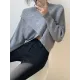 Asymmetric Solid Color Split-Front Long Sleeves High-Neck Sweater Pullovers Knitwear Asymmetric Solid Color Split-Front Long Sleeves High-Neck Sweater Pullovers Knitwear