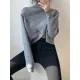 Asymmetric Solid Color Split-Front Long Sleeves High-Neck Sweater Pullovers Knitwear Asymmetric Solid Color Split-Front Long Sleeves High-Neck Sweater Pullovers Knitwear