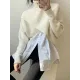 Asymmetric Solid Color Split-Front Long Sleeves High-Neck Sweater Pullovers Knitwear Asymmetric Solid Color Split-Front Long Sleeves High-Neck Sweater Pullovers Knitwear