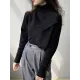 Asymmetric Solid Color Split-Front Long Sleeves High-Neck Sweater Pullovers Knitwear Asymmetric Solid Color Split-Front Long Sleeves High-Neck Sweater Pullovers Knitwear