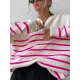 Urban Long Sleeves Loose Striped Round-Neck Sweater Tops Urban Long Sleeves Loose Striped Round-Neck Sweater Tops