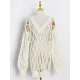 Original Long Sleeves Loose Hollow Solid Color V-Neck Sweater Tops Original Long Sleeves Loose Hollow Solid Color V-Neck Sweater Tops