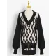 Original Long Sleeves Loose Hollow Solid Color V-Neck Sweater Tops Original Long Sleeves Loose Hollow Solid Color V-Neck Sweater Tops