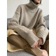 Casual Loose Long Sleeves Solid Color High-Neck Sweater Tops Casual Loose Long Sleeves Solid Color High-Neck Sweater Tops