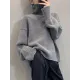 Casual Loose Long Sleeves Solid Color High-Neck Sweater Tops Casual Loose Long Sleeves Solid Color High-Neck Sweater Tops