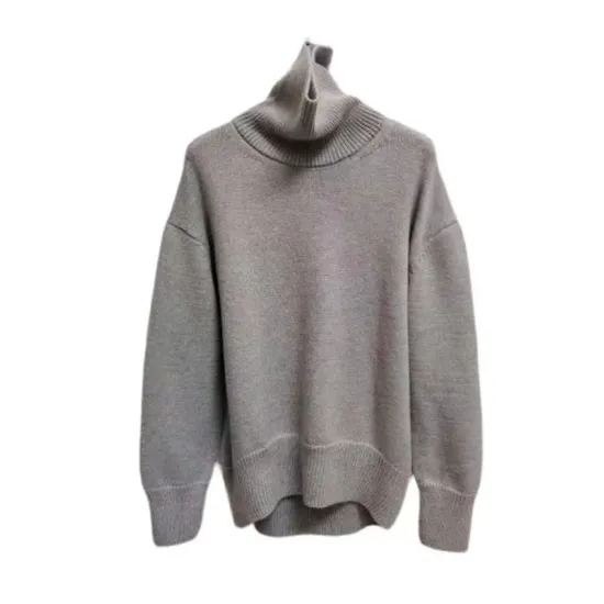 Casual Loose Long Sleeves Solid Color High-Neck Sweater Tops Casual Loose Long Sleeves Solid Color High-Neck Sweater Tops