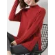 Loose Split-Side Solid Color Half Turtleneck Sweater Tops Loose Split-Side Solid Color Half Turtleneck Sweater Tops