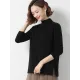 Loose Split-Side Solid Color Half Turtleneck Sweater Tops Loose Split-Side Solid Color Half Turtleneck Sweater Tops
