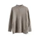 Loose Split-Side Solid Color Half Turtleneck Sweater Tops Loose Split-Side Solid Color Half Turtleneck Sweater Tops