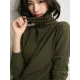 Simple Loose Long Sleeves Solid Color High-Neck Sweater Tops