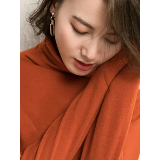 Simple Loose Long Sleeves Solid Color High-Neck Sweater Tops