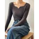 Urban Skinny Long Sleeves Elasticity Solid Color V-Neck Sweater Tops Pullovers Urban Skinny Long Sleeves Elasticity Solid Color V-Neck Sweater Tops Pullovers