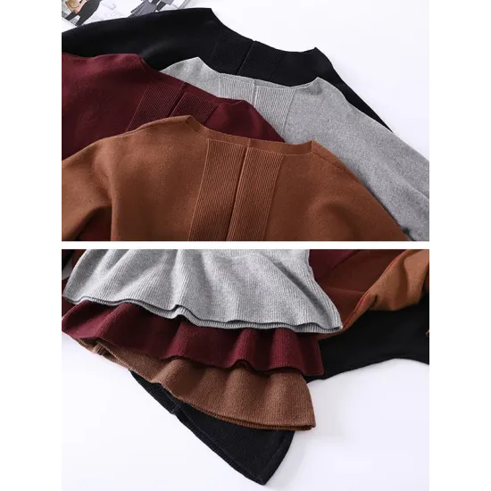 Casual Long Sleeves Solid Color Boat Neck Tunic Sweater Tops Casual Long Sleeves Solid Color Boat Neck Tunic Sweater Tops