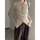 Asymmetric Buttoned Hollow Long Sleeves Skinny Lapel Sweater Pullovers Knitwear Asymmetric Buttoned Hollow Long Sleeves Skinny Lapel Sweater Pullovers Knitwear