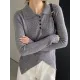 Asymmetric Buttoned Hollow Long Sleeves Skinny Lapel Sweater Pullovers Knitwear Asymmetric Buttoned Hollow Long Sleeves Skinny Lapel Sweater Pullovers Knitwear