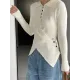 Asymmetric Buttoned Hollow Long Sleeves Skinny Lapel Sweater Pullovers Knitwear Asymmetric Buttoned Hollow Long Sleeves Skinny Lapel Sweater Pullovers Knitwear