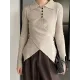 Asymmetric Buttoned Hollow Long Sleeves Skinny Lapel Sweater Pullovers Knitwear Asymmetric Buttoned Hollow Long Sleeves Skinny Lapel Sweater Pullovers Knitwear
