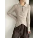 Asymmetric Buttoned Hollow Long Sleeves Skinny Lapel Sweater Pullovers Knitwear Asymmetric Buttoned Hollow Long Sleeves Skinny Lapel Sweater Pullovers Knitwear
