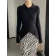 Asymmetric Buttoned Hollow Long Sleeves Skinny Lapel Sweater Pullovers Knitwear Asymmetric Buttoned Hollow Long Sleeves Skinny Lapel Sweater Pullovers Knitwear