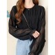 Pleated Solid Color Flared Sleeves Loose Round-Neck T-Shirts Pleated Solid Color Flared Sleeves Loose Round-Neck T-Shirts