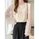 Pleated Solid Color Flared Sleeves Loose Round-Neck T-Shirts Pleated Solid Color Flared Sleeves Loose Round-Neck T-Shirts