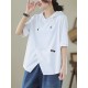 Drawstring Split-Joint Loose Short Sleeves Hooded T-Shirts Drawstring Split-Joint Loose Short Sleeves Hooded T-Shirts
