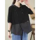 Drawstring Split-Joint Loose Short Sleeves Hooded T-Shirts Drawstring Split-Joint Loose Short Sleeves Hooded T-Shirts