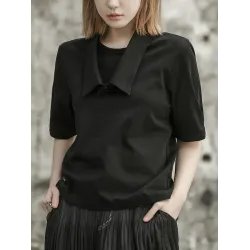Solid Color Loose Short Sleeves T-Shirts Tops
