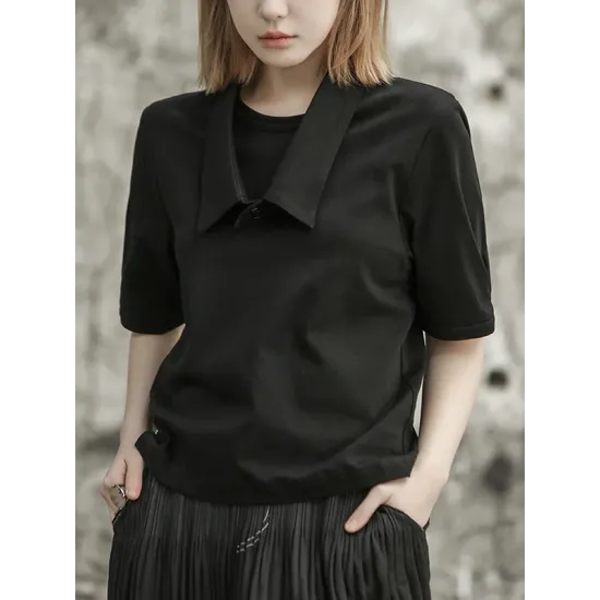 Solid Color Loose Short Sleeves T-Shirts Tops