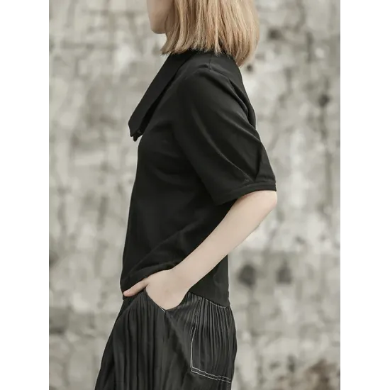 Solid Color Loose Short Sleeves T-Shirts Tops