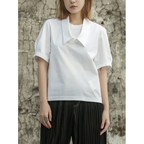 Solid Color Loose Short Sleeves T-Shirts Tops