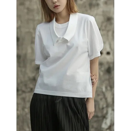 Solid Color Loose Short Sleeves T-Shirts Tops