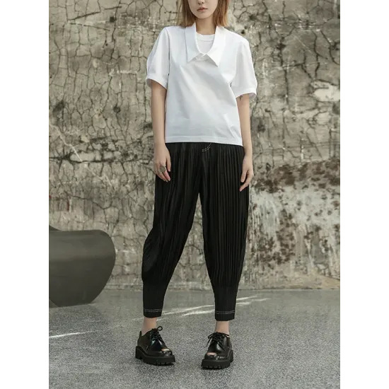 Solid Color Loose Short Sleeves T-Shirts Tops