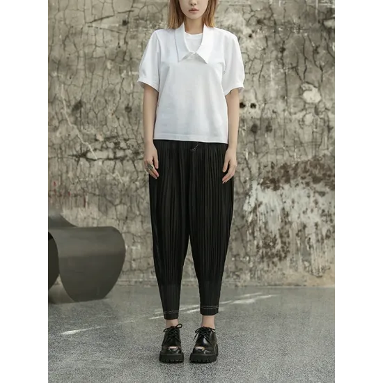 Solid Color Loose Short Sleeves T-Shirts Tops