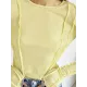 Pleated Solid Color Long Sleeves Skinny Round-Neck T-Shirts Pleated Solid Color Long Sleeves Skinny Round-Neck T-Shirts