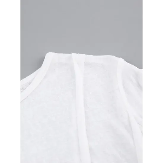 Pleated Solid Color Long Sleeves Skinny Round-Neck T-Shirts Pleated Solid Color Long Sleeves Skinny Round-Neck T-Shirts