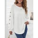 Simple Loose Long Sleeves Solid Color Round-Neck T-Shirts Tops Simple Loose Long Sleeves Solid Color Round-Neck T-Shirts Tops