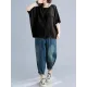 Solid Color Split-Joint Batwing Sleeves Loose Round-neck T-Shirts Tops
