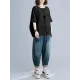 Solid Color Split-Joint Batwing Sleeves Loose Round-neck T-Shirts Tops