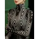 Striped Long Sleeves Skinny High-Neck T-Shirts Tops Striped Long Sleeves Skinny High-Neck T-Shirts Tops