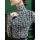 Gauze Printed Long Sleeves Skinny High-Neck T-Shirts Gauze Printed Long Sleeves Skinny High-Neck T-Shirts